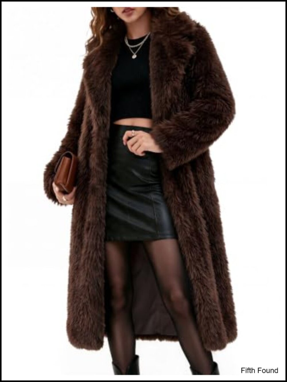 Long Faux Fur Coat Fluffy Shaggy Jacket Warm Winter Furry Button Coat